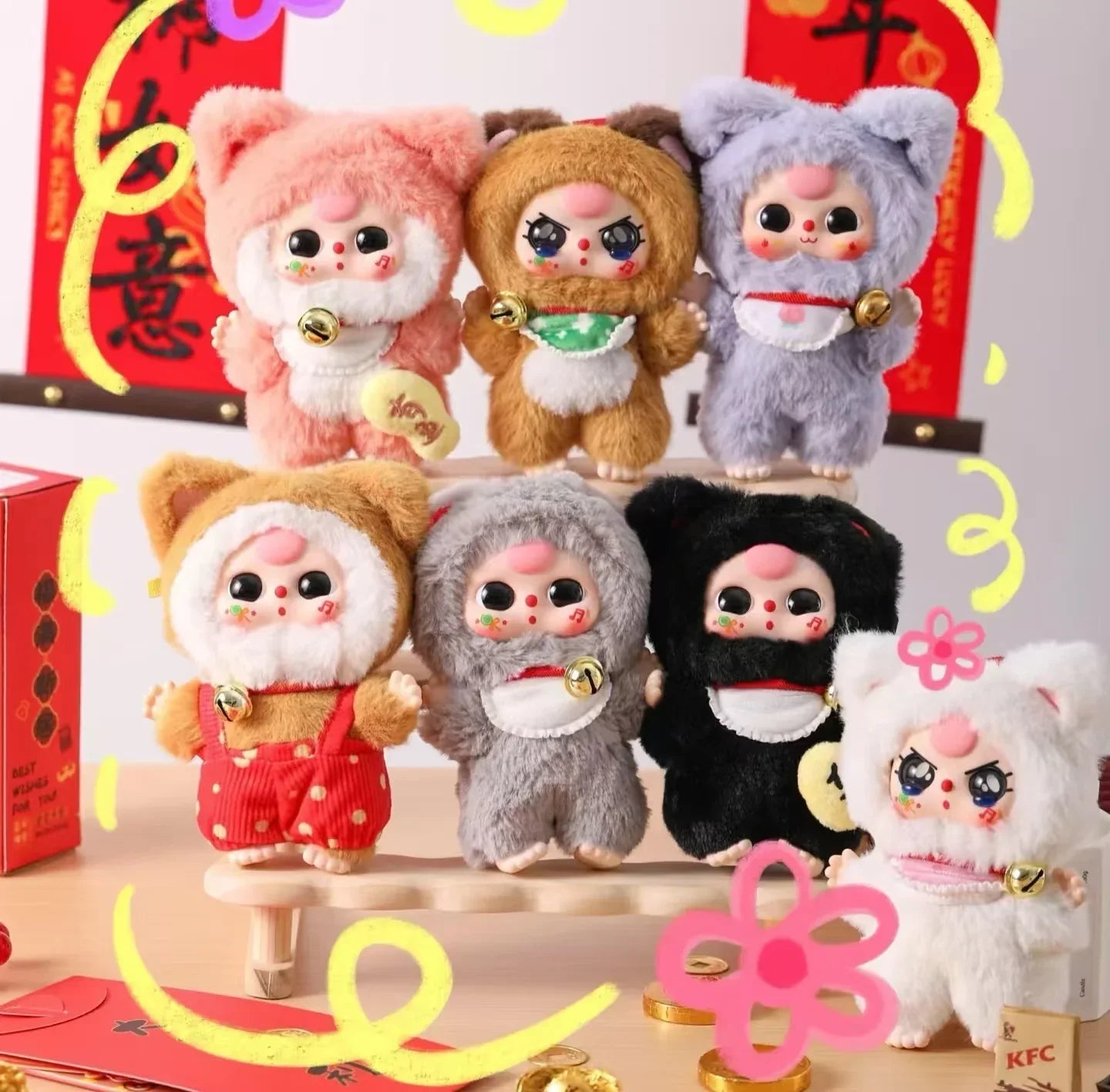 Baby Three Billionaires Cat Series Plush Dolls. Blind Box - POP BOX