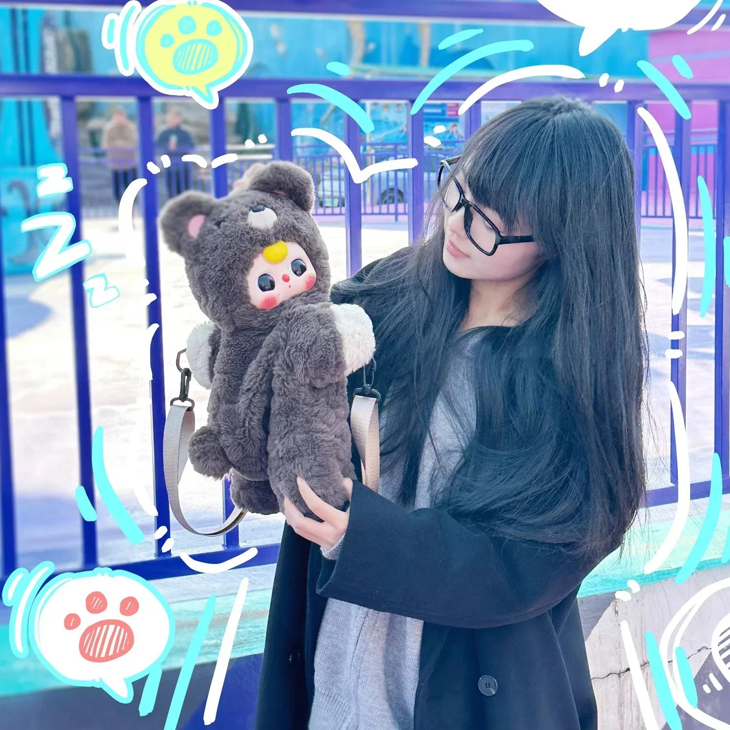 Baby Three Little Bear Hugs Plush School Bag - POP BOX