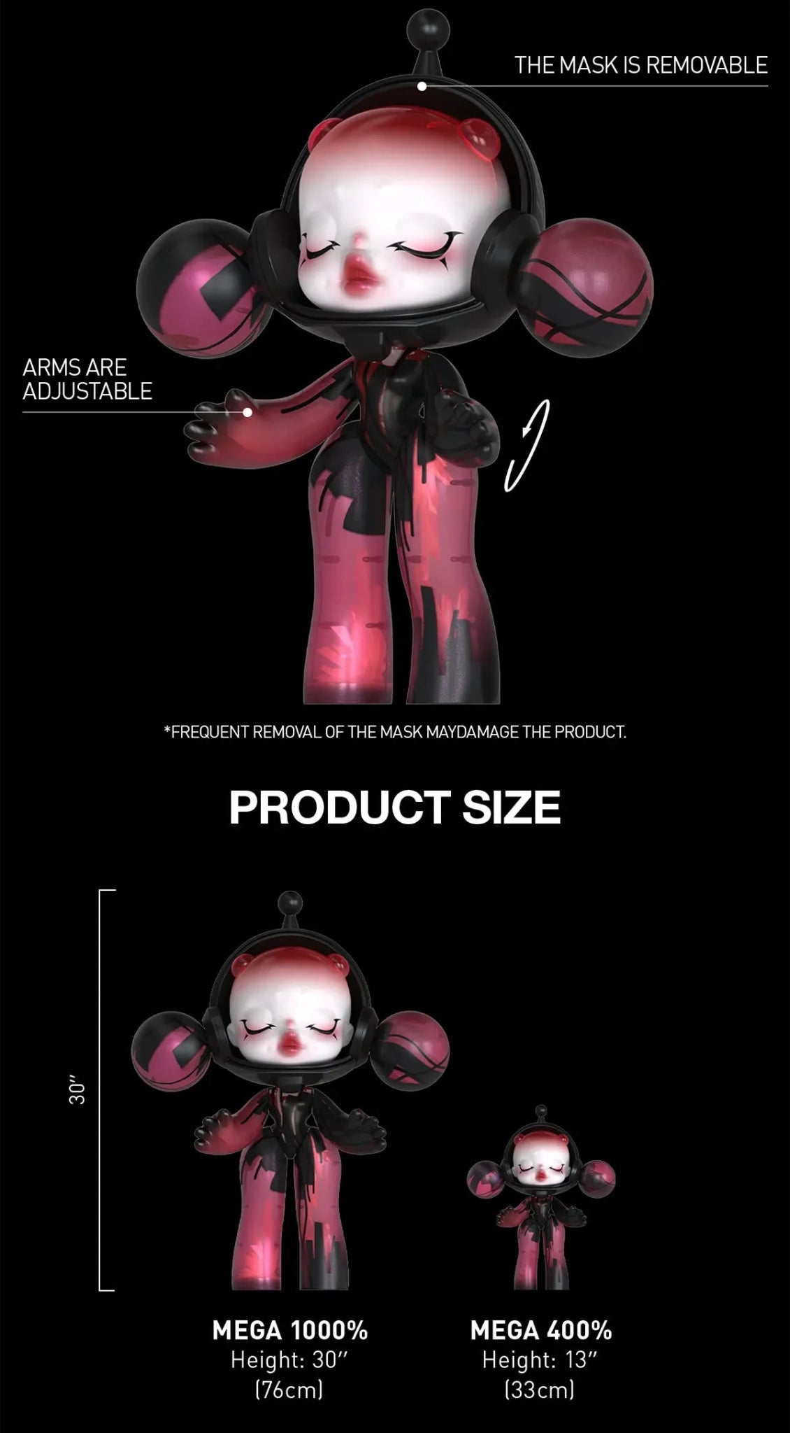 MEGA α SKULLPANDA 1000% 400% Red Crystal - POP BOX