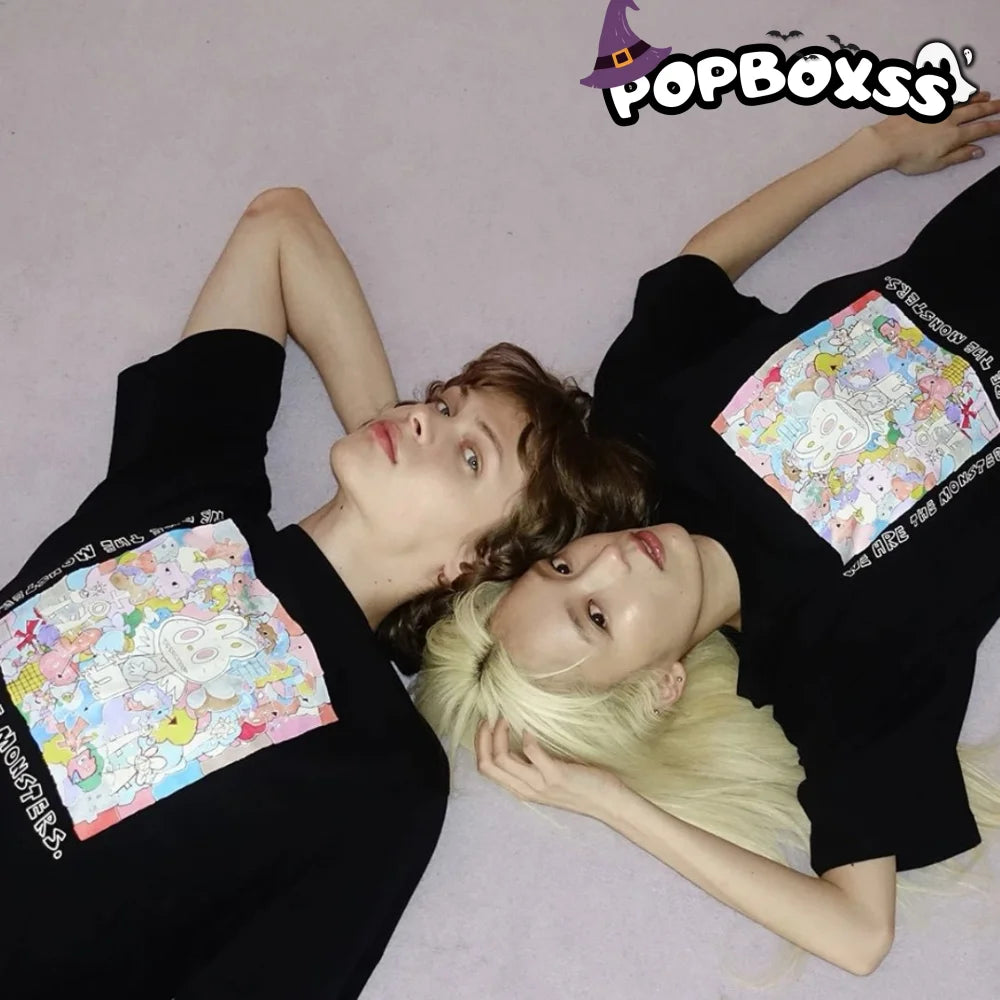 POP MART UT Graphic T-Shirt | THE MONSTERS LABUBU BLACK - POP BOX