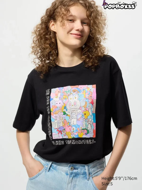 POP MART UT Graphic T-Shirt | THE MONSTERS LABUBU BLACK