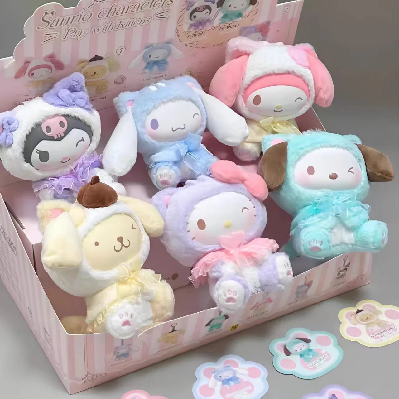 SANRI0 Characters Play With Kittens Series Plush Dolls. Blind Box - POP BOX