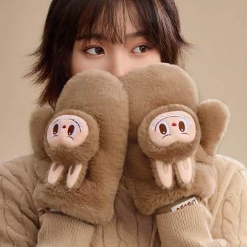 Warm Fluffy Holiday Series - LABUBU Plush Gloves - POP BOX