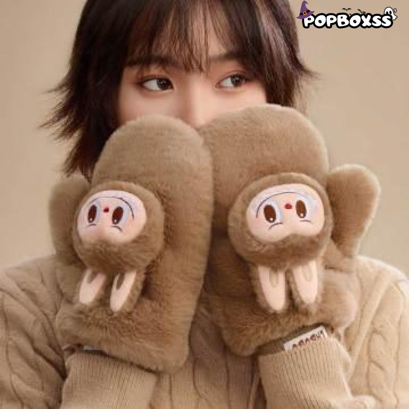 Warm Fluffy Holiday Series - LABUBU Plush Gloves - POP BOX