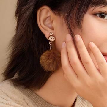 Warm Fluffy Holiday Series - LABUBU Pompom Earring - POP BOX