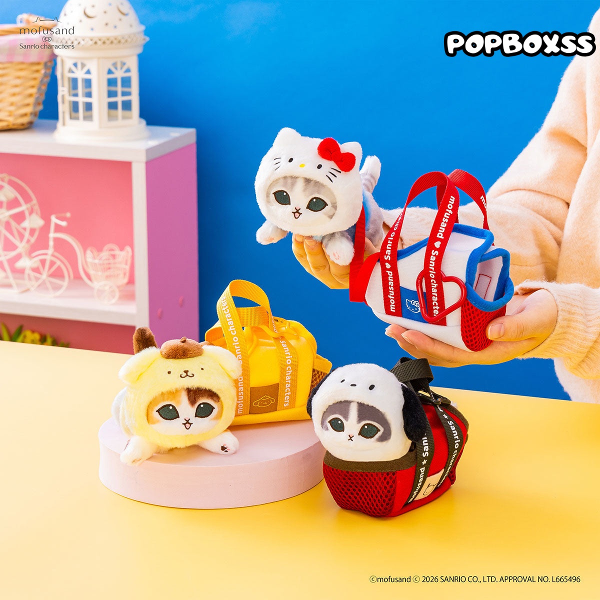 mofusand x Sanrio Characters Outing Cat in Bag Mascot (PRE-ORDER) - POPBOXSS