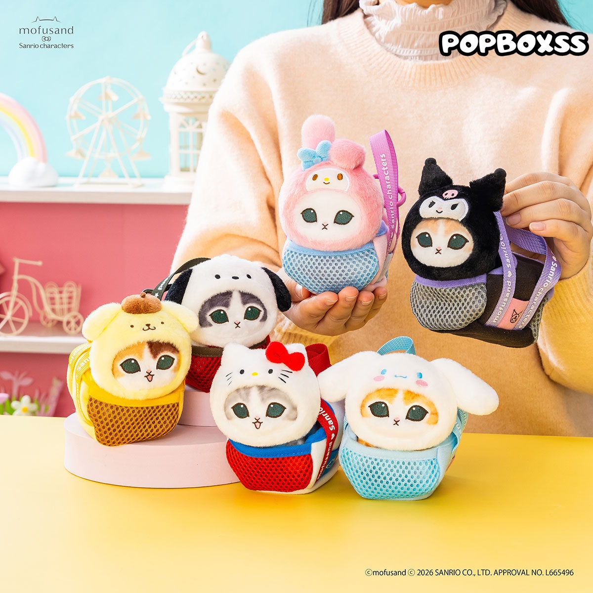 mofusand x Sanrio Characters Outing Cat in Bag Mascot (PRE-ORDER) - POPBOXSS