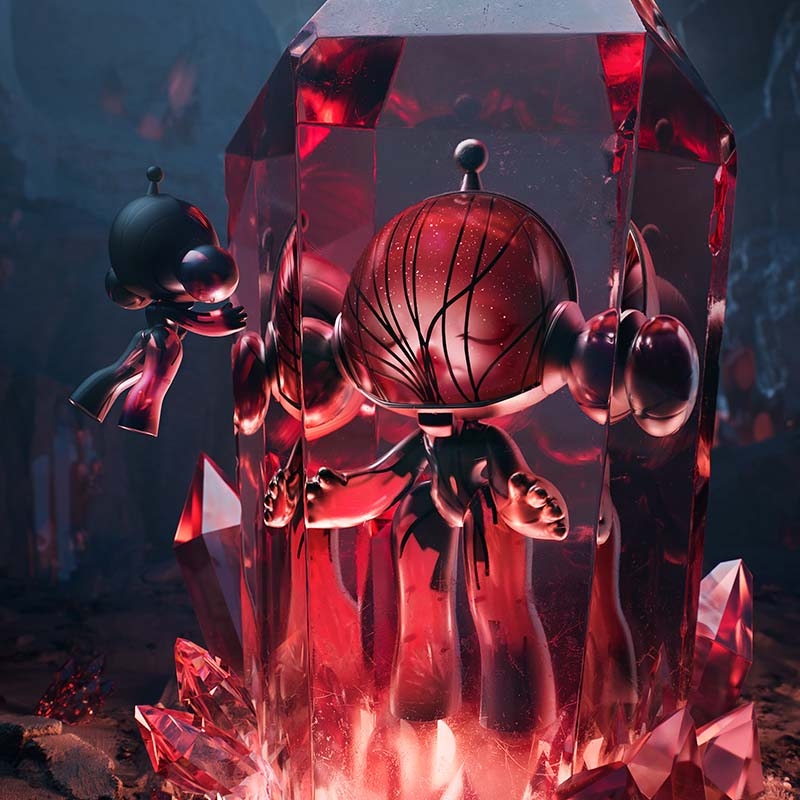 MEGA α SKULLPANDA 1000%  400% Red Crystal - POPBOXSS