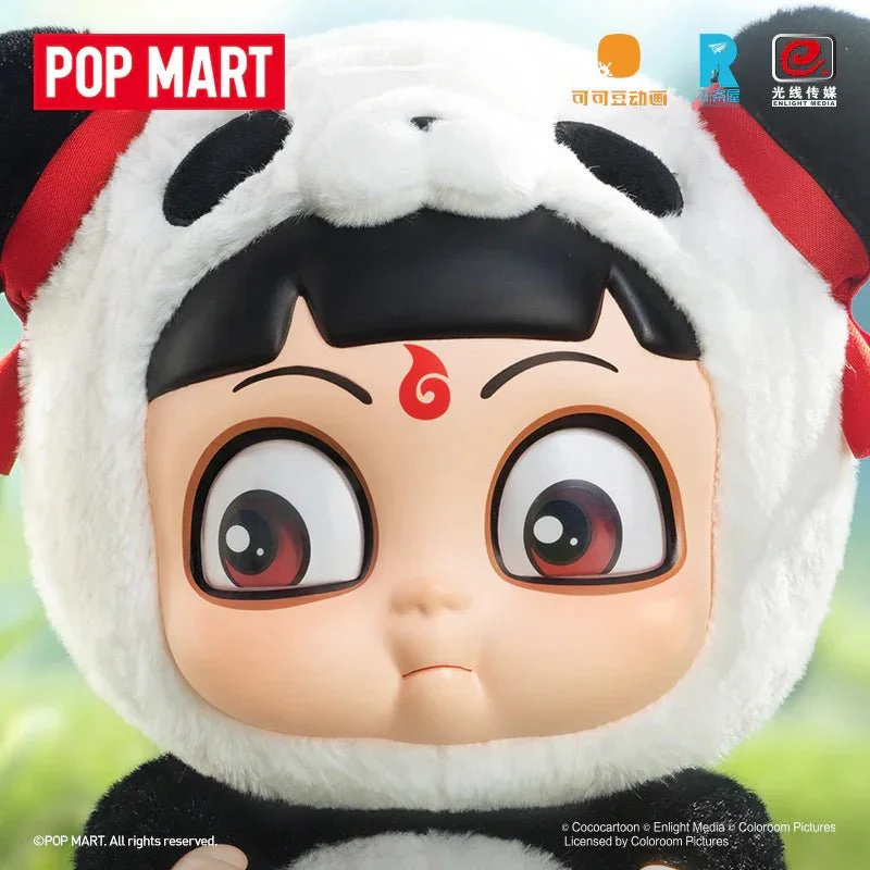Pop Mart Nezha: The Devil Child Hugging Series PVC Face Plush Panda Nezha - POPBOXSS