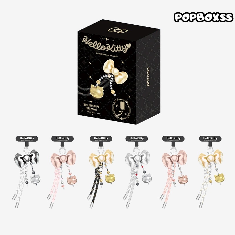 TOP TOY Hello Kitty Gold Glitter Phone Charms – Phone Strap, Mini Charm & Shoulder Lanyard - POPBOXSS