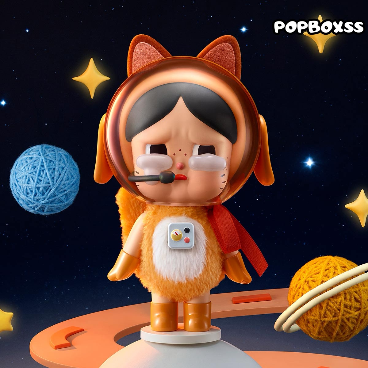 Crybaby Space Cat Figurine-Orange - POPBOXSS