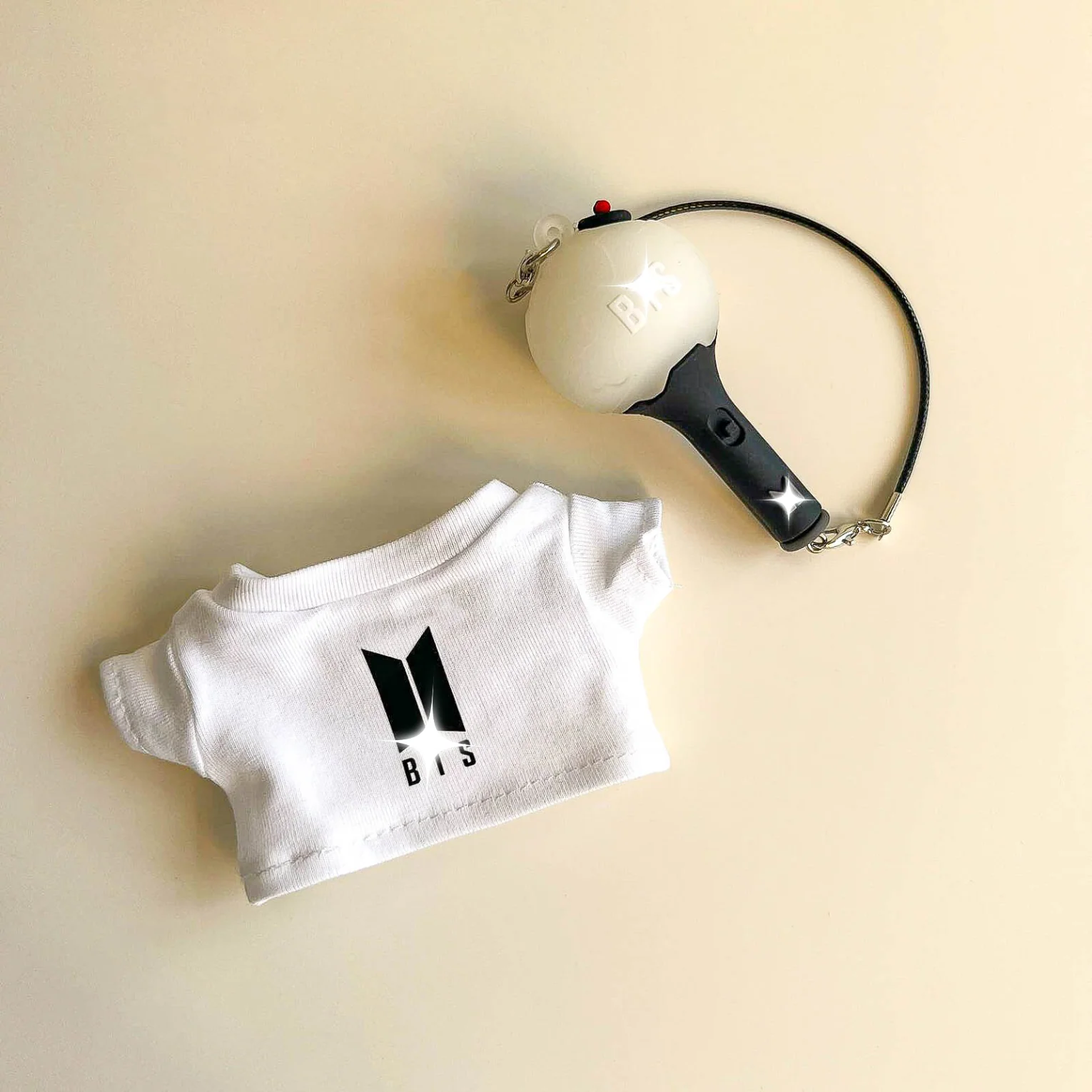 Labubu Bullet Proof Idol Tee Outfit (Black Logo) — With Mini Fan Lightstick (2 Items) - POPBOXSS
