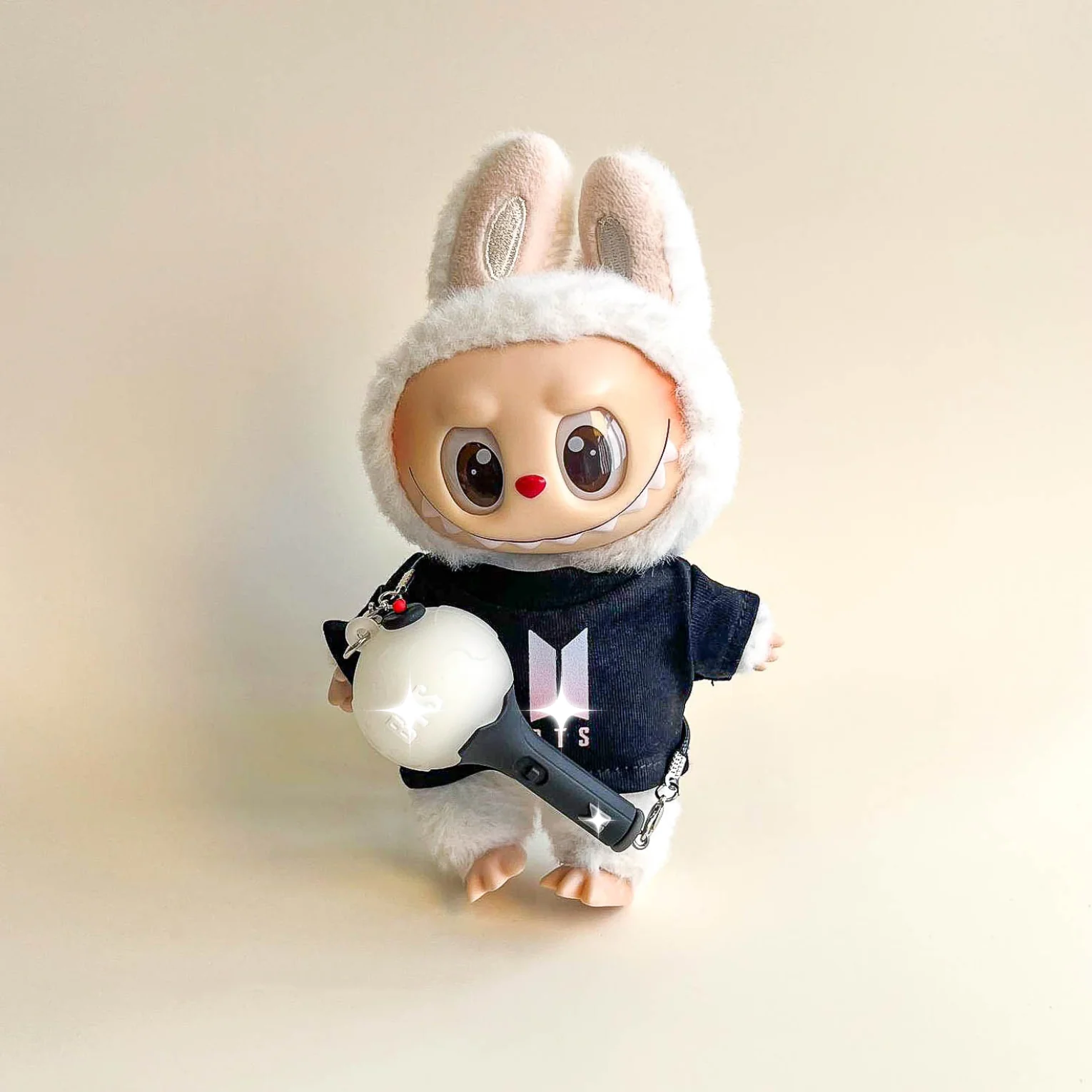 Labubu Bullet Proof Idol Tee Outfit (Colored Logo) — With Mini Fan Lightstick (2 Items) - POPBOXSS