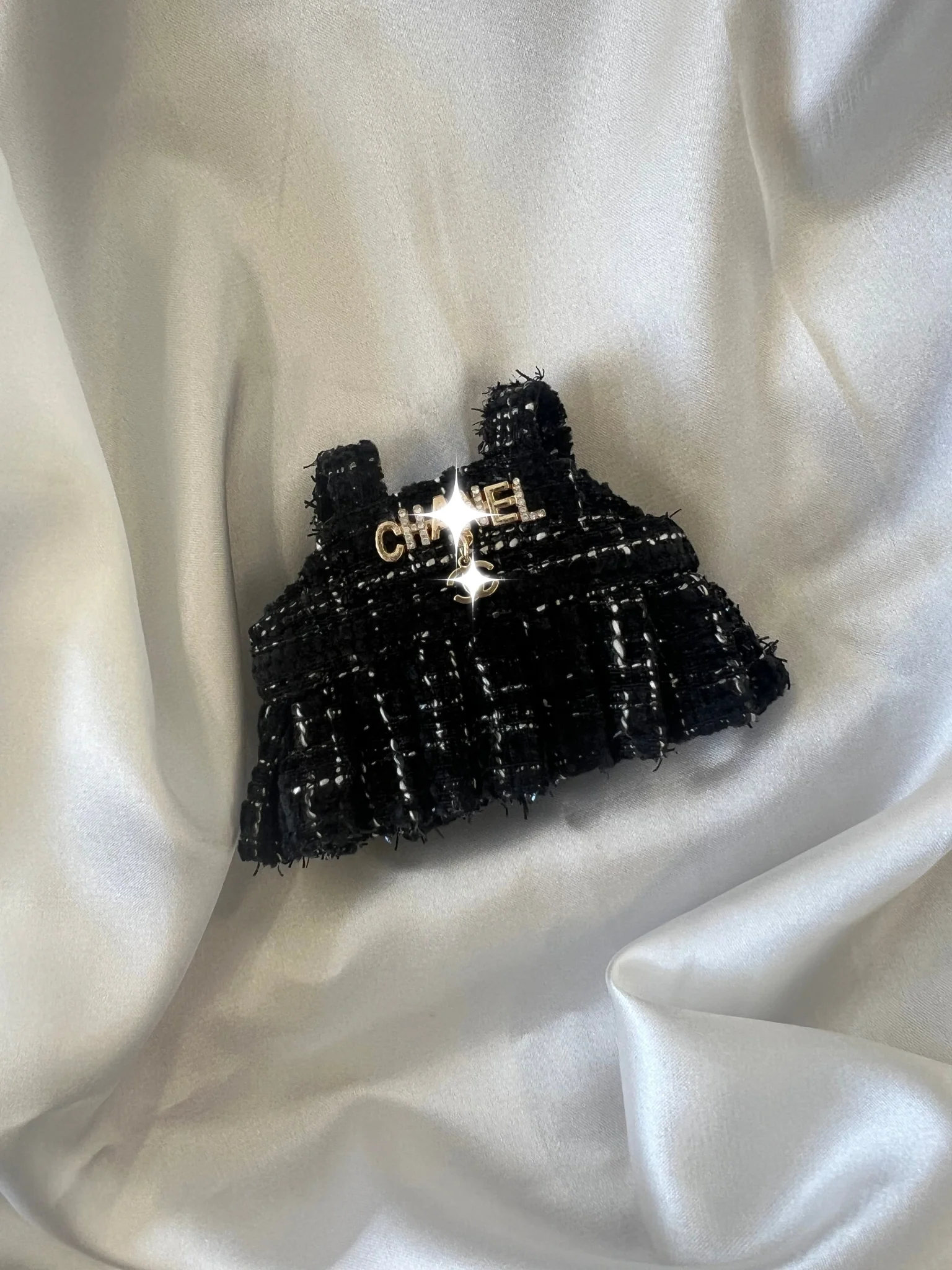 Labubu Classic Black Tweed Dress Set with Bow - POPBOXSS