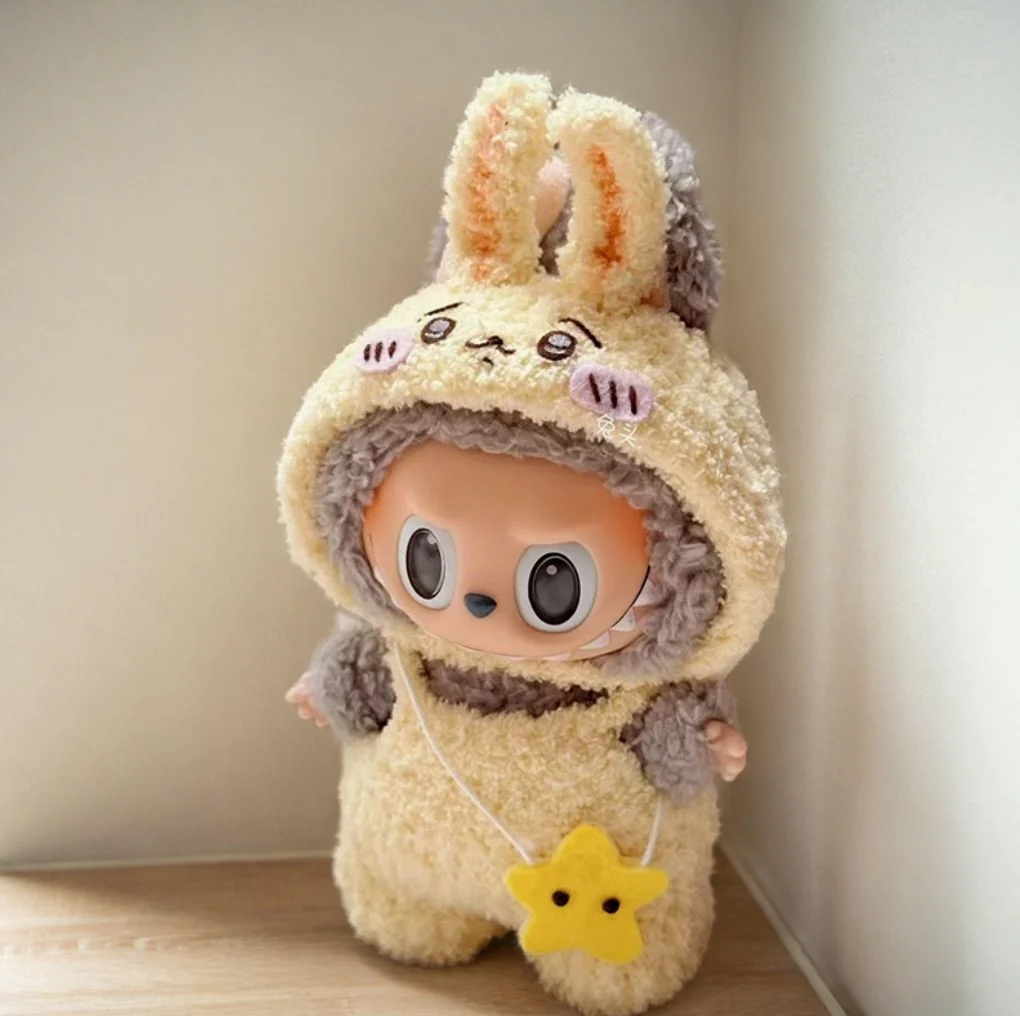 Labubu Usagi Bunny Outfit Set - Cream Rabbit Costume with Star Pendant - POPBOXSS