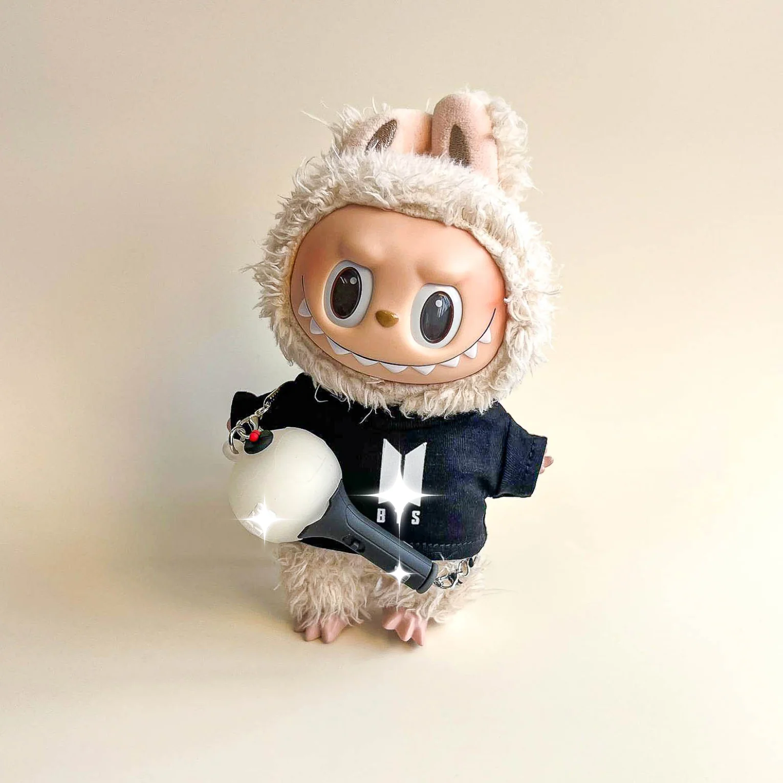 Labubu Bullet Proof Idol Tee Outfit (White Logo) — With Mini Fan Lightstick (2 Items) - POPBOXSS