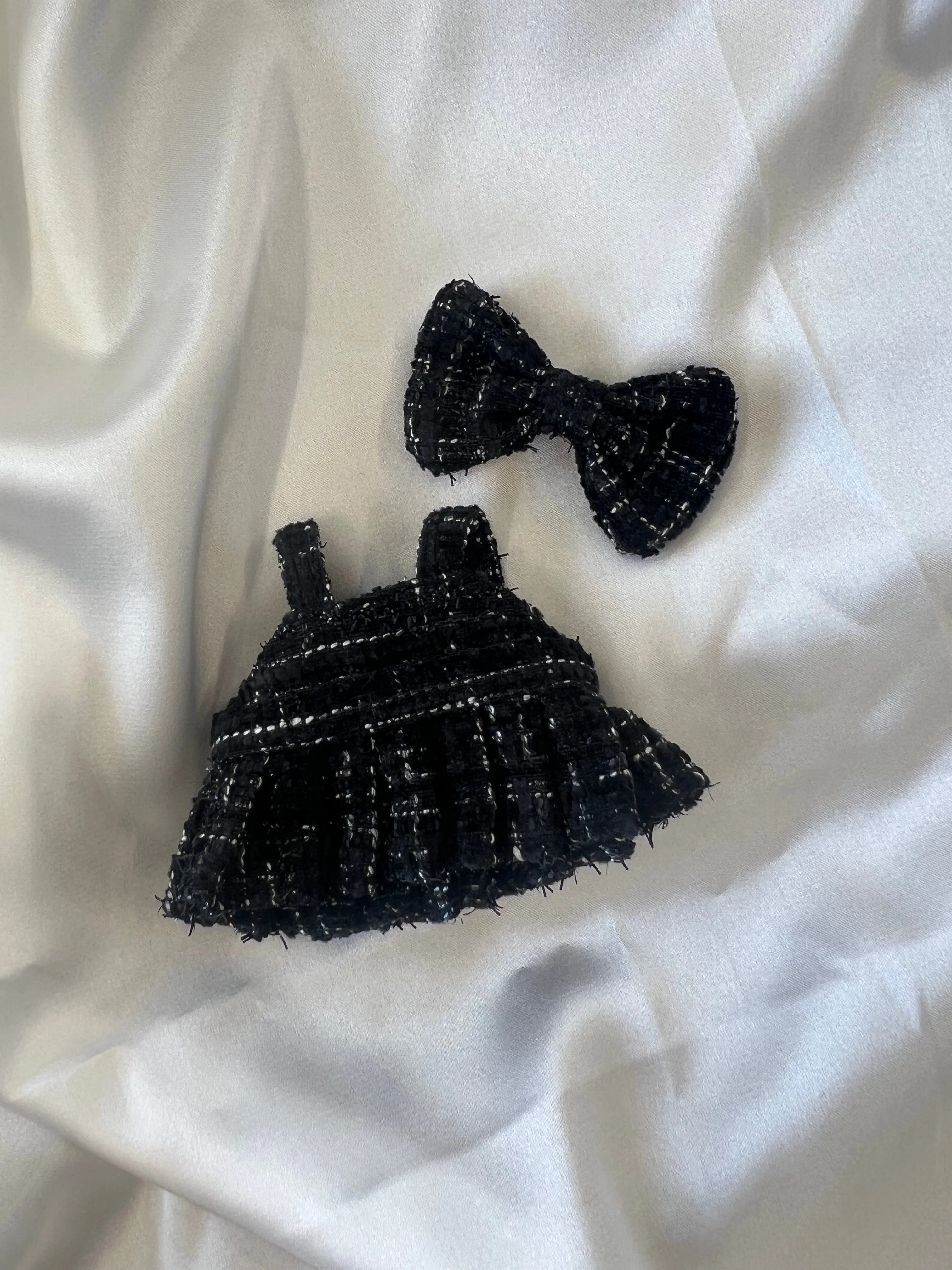 Labubu Premium Black Tweed Dress Set with Bow - POPBOXSS