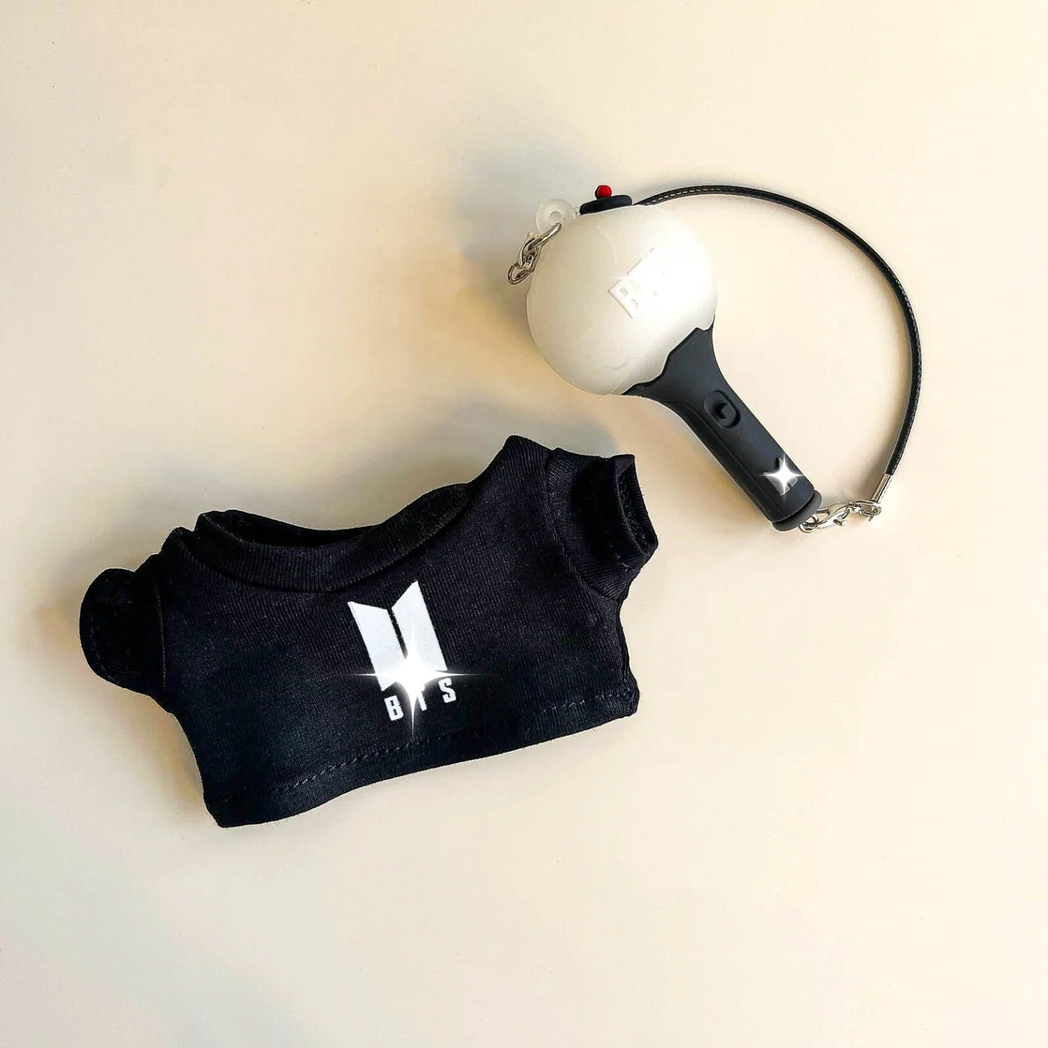 Labubu Bullet Proof Idol Tee Outfit (White Logo) — With Mini Fan Lightstick (2 Items) - POPBOXSS