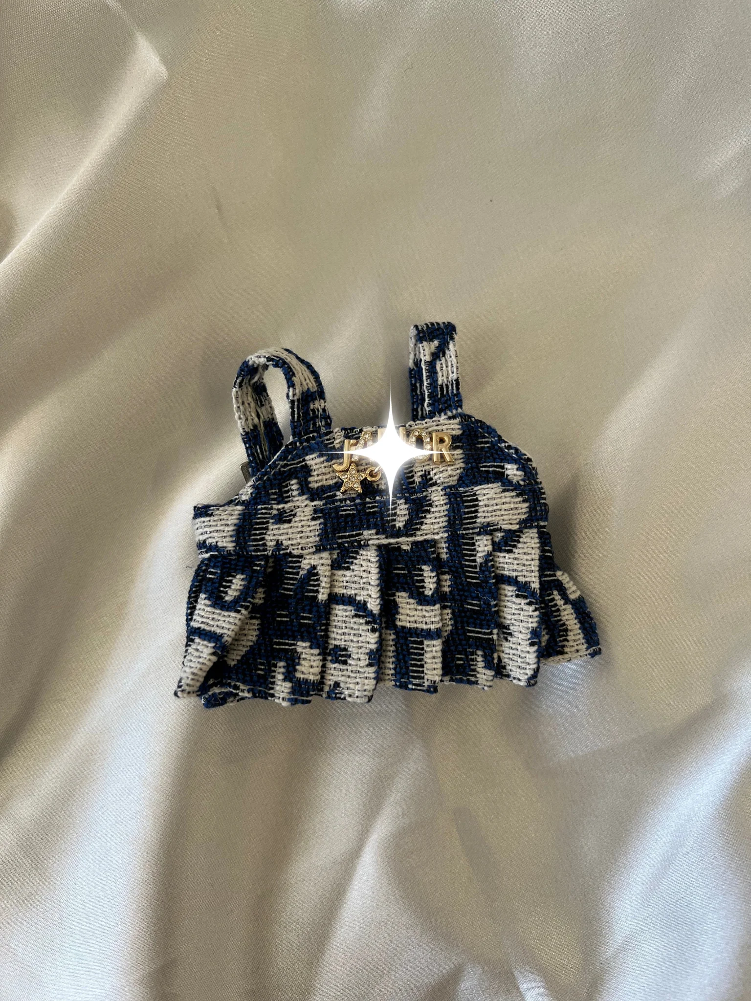 Labubu Navy & White Tweed Dress Set with Bow - POPBOXSS