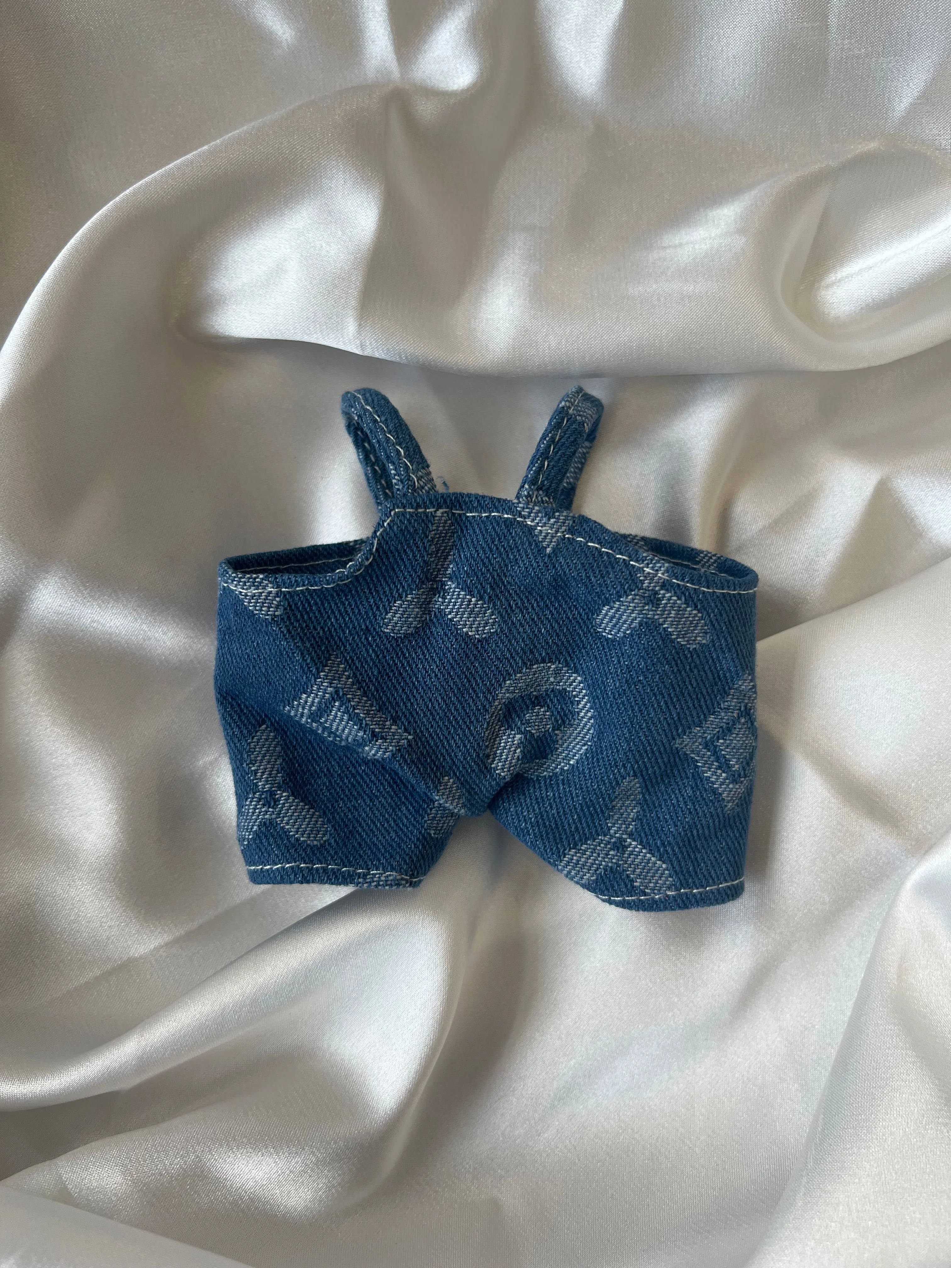 Labubu Blue Denim Monogram Outfit – Overalls & Hat Set - POPBOXSS