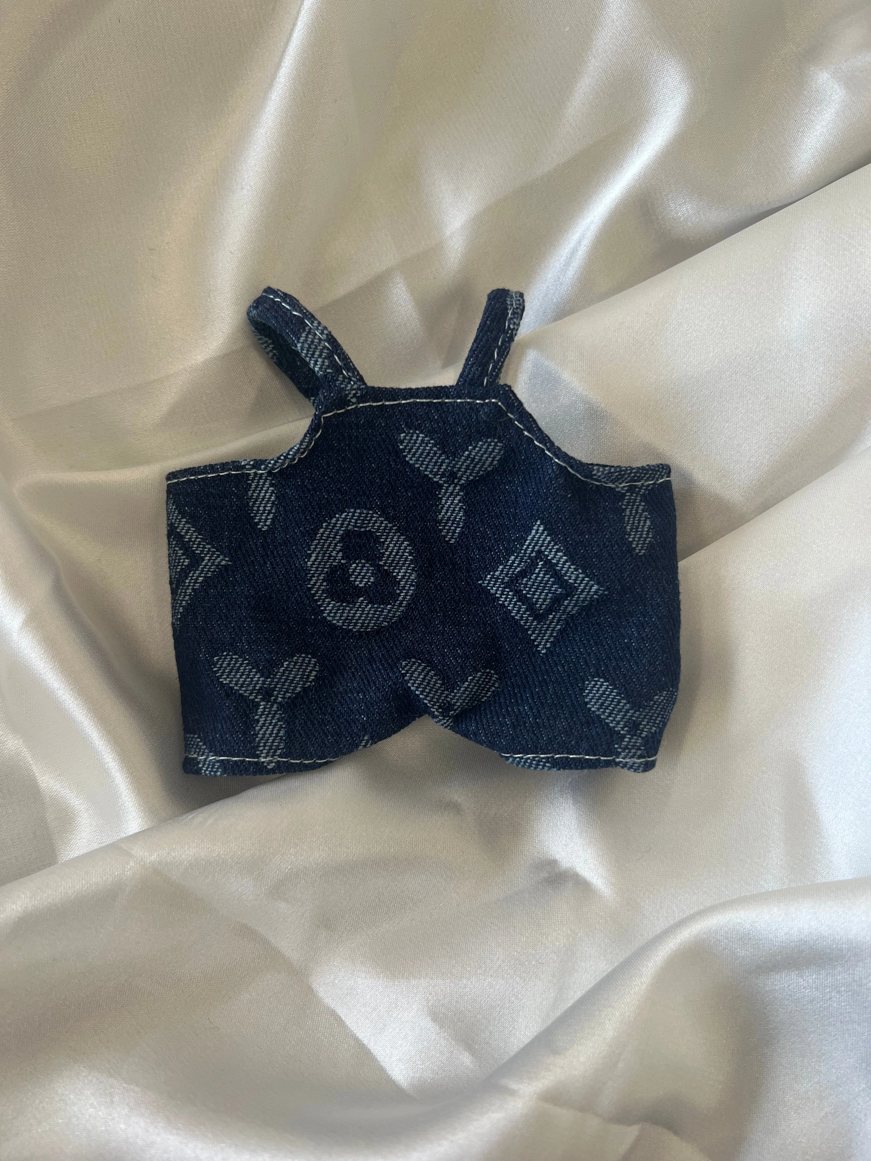 Labubu Navy Monogram Denim Set – Overalls & Fisherman Hat - POPBOXSS