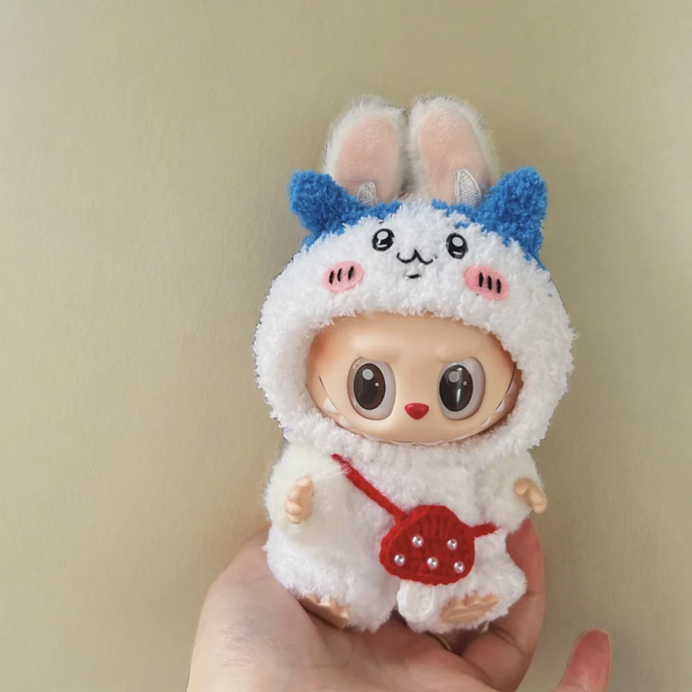 Labubu Hachiware Costume Set - White & Blue Character Costume with Red Purse - POPBOXSS