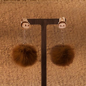 Warm Fluffy Holiday Series-LABUBU Pompom Earring - POPBOXSS