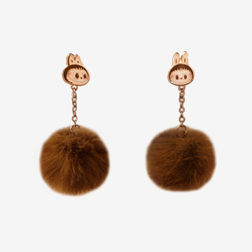 Warm Fluffy Holiday Series-LABUBU Pompom Earring - POPBOXSS