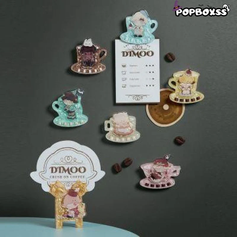 POPMART DIMOO Crush On Coffee Series-Acrylic Fridge Magnet Clip Blind Box - POPBOXSS