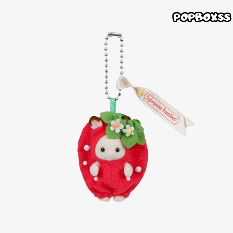 Sylvanian Families Baby Chocolate Rabbit Strawberry Keychain - POPBOXSS