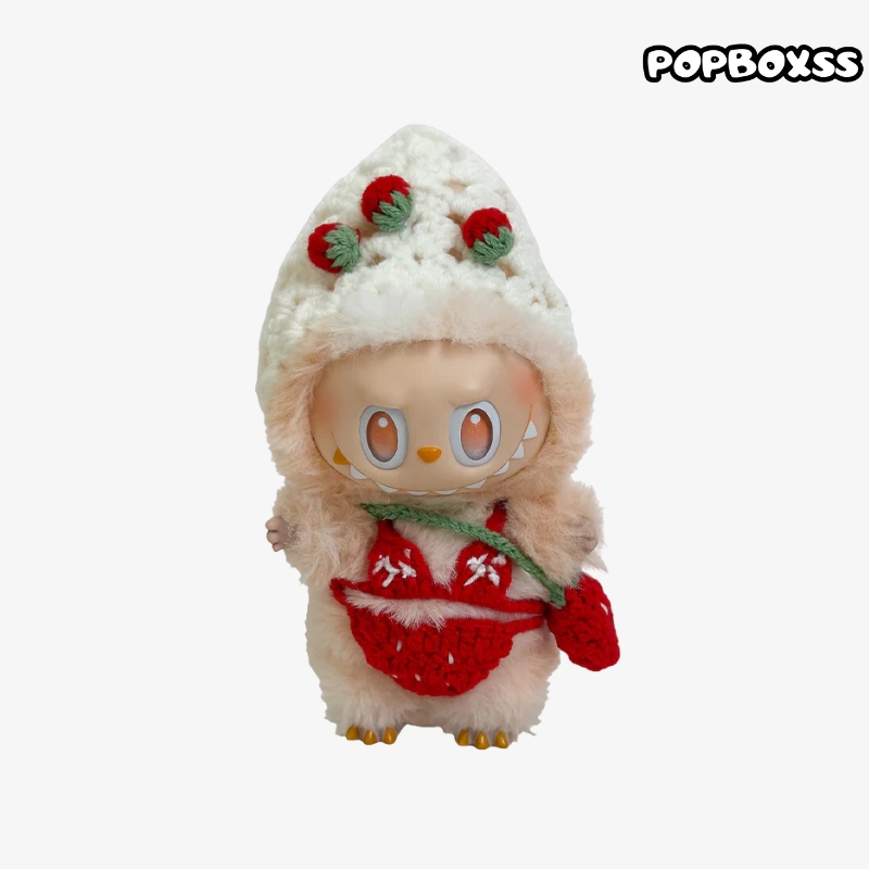 clothes Toy Outfit - Red knitted bikini + strawberry bag + hat - POPBOXSS