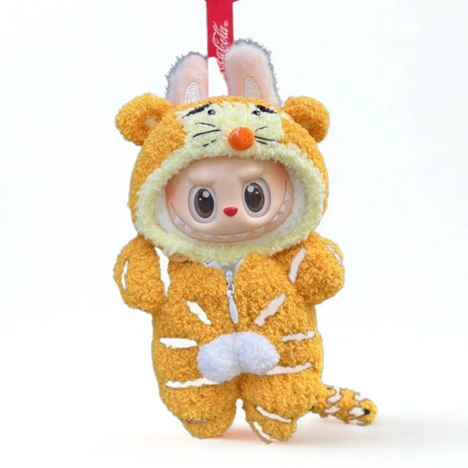 Labubu Tiger Plush Outfit – Orange & White with Striped Tail - POPBOXSS