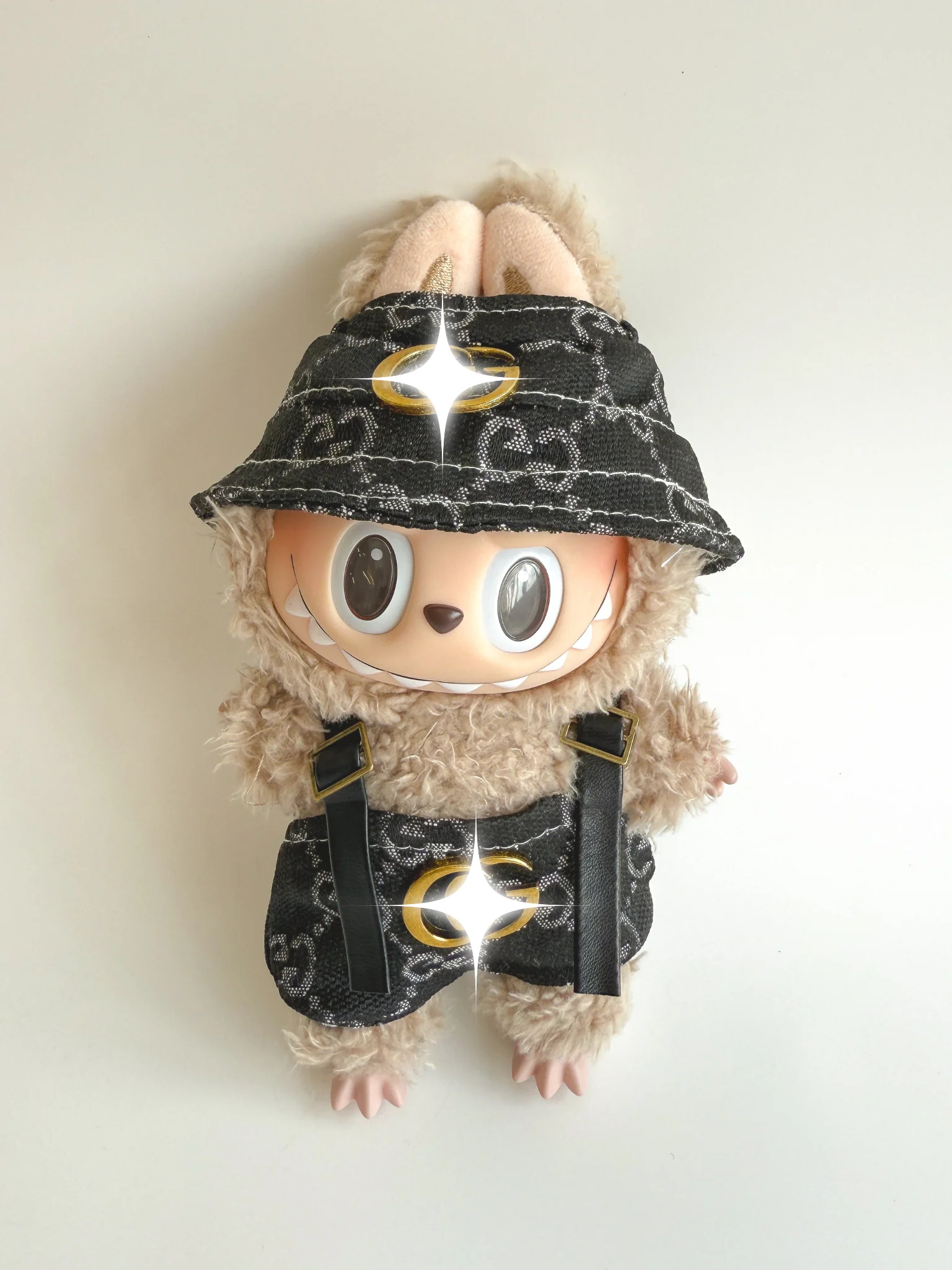 Labubu Noir Monogram Set – Bucket Hat & Overalls - POPBOXSS