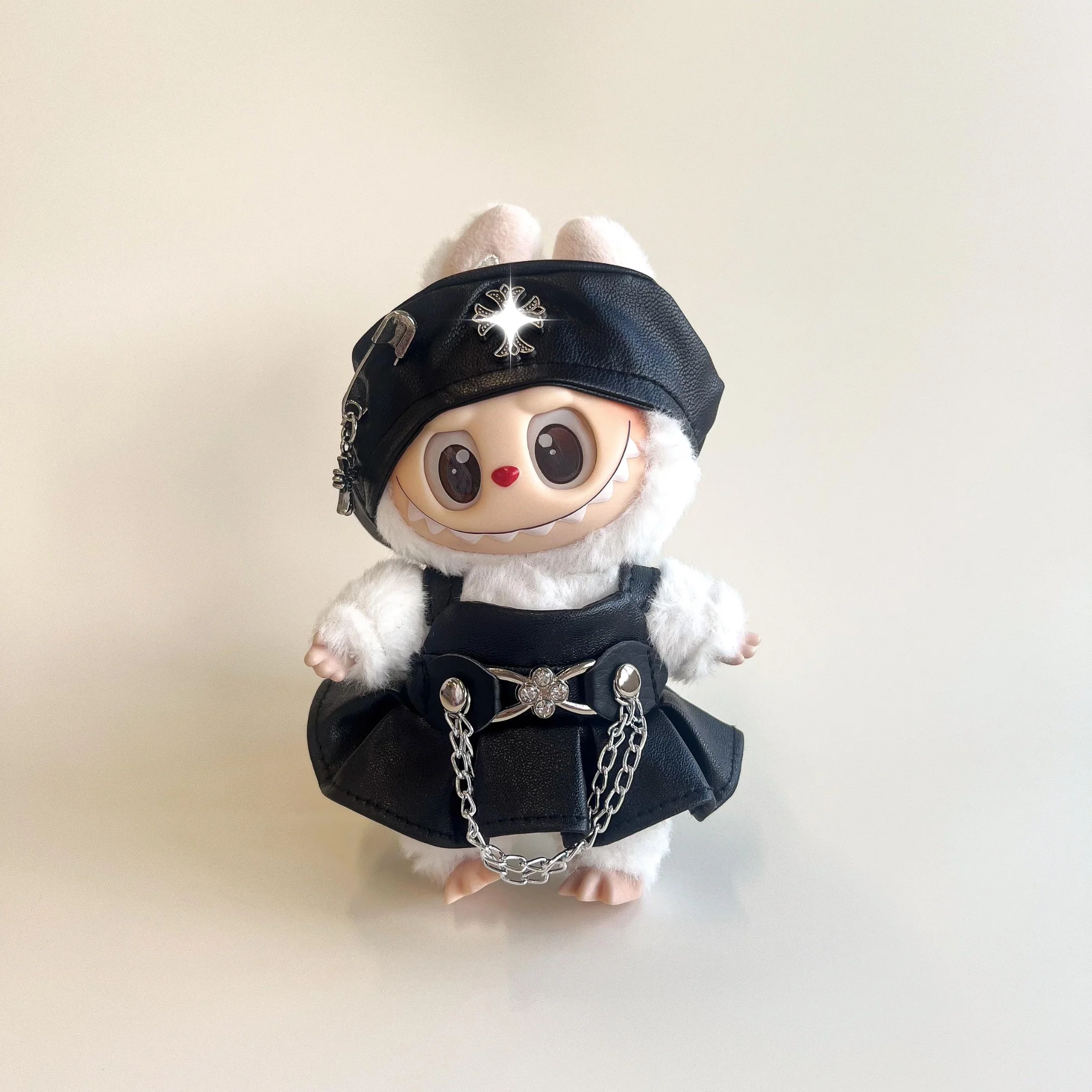 Labubu Black Leather Fashion Dress Outfit Set (2 Items) - POPBOXSS