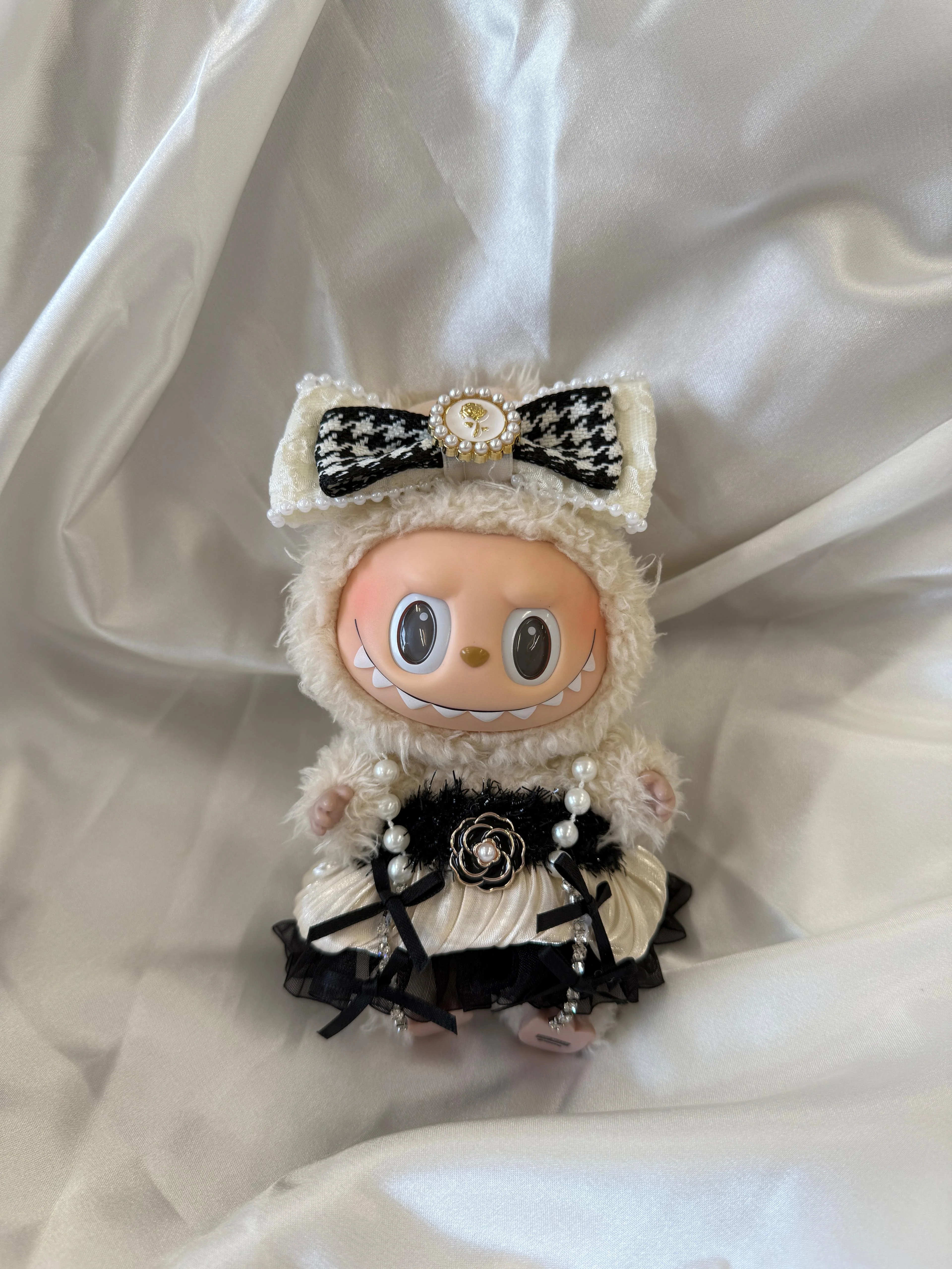 Labubu Luxury Fashion Costume - Cream & Black Haute Couture Set - POPBOXSS