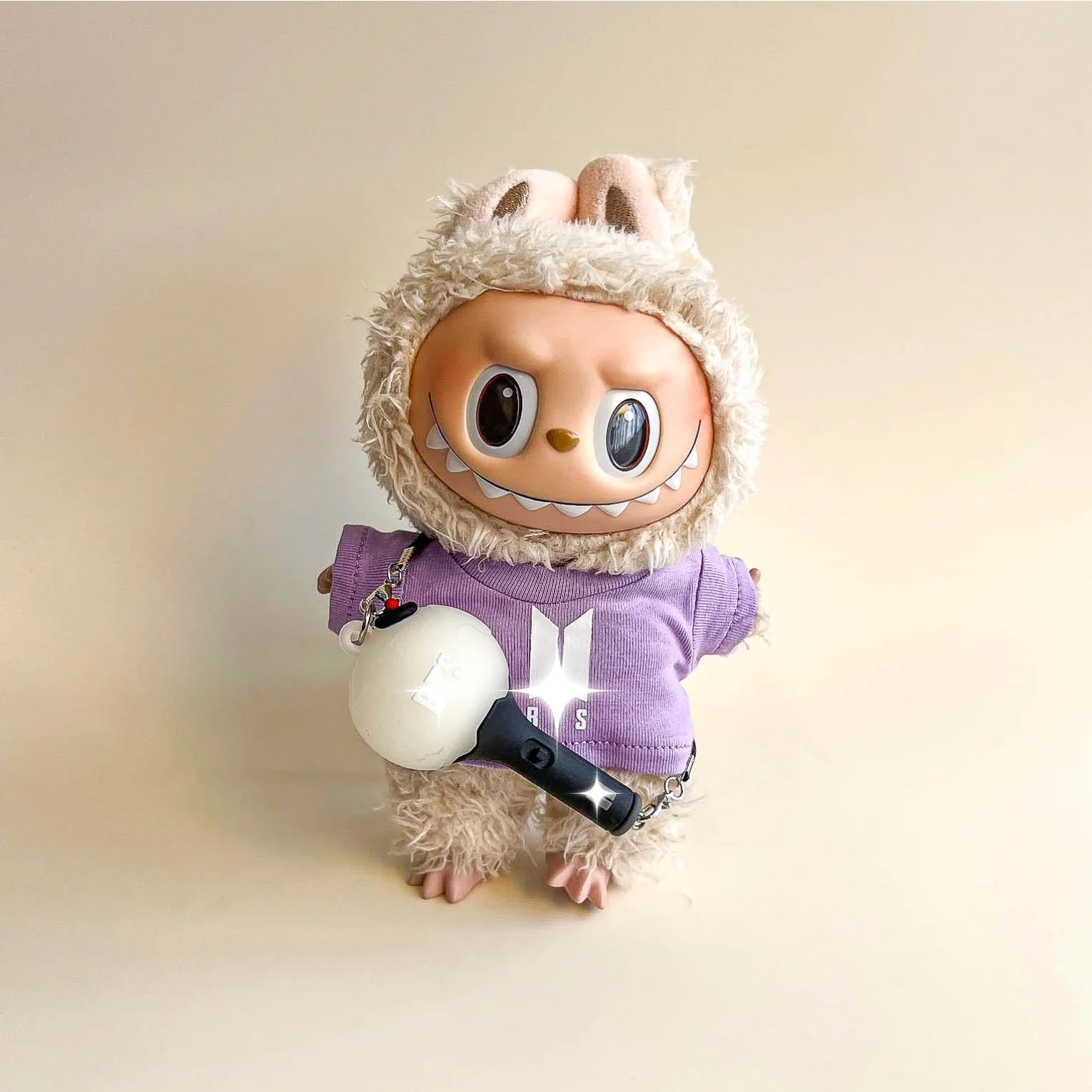 Labubu Bullet Proof Idol Tee Outfit (White Logo) — With Mini Fan Lightstick (2 Items) - POPBOXSS