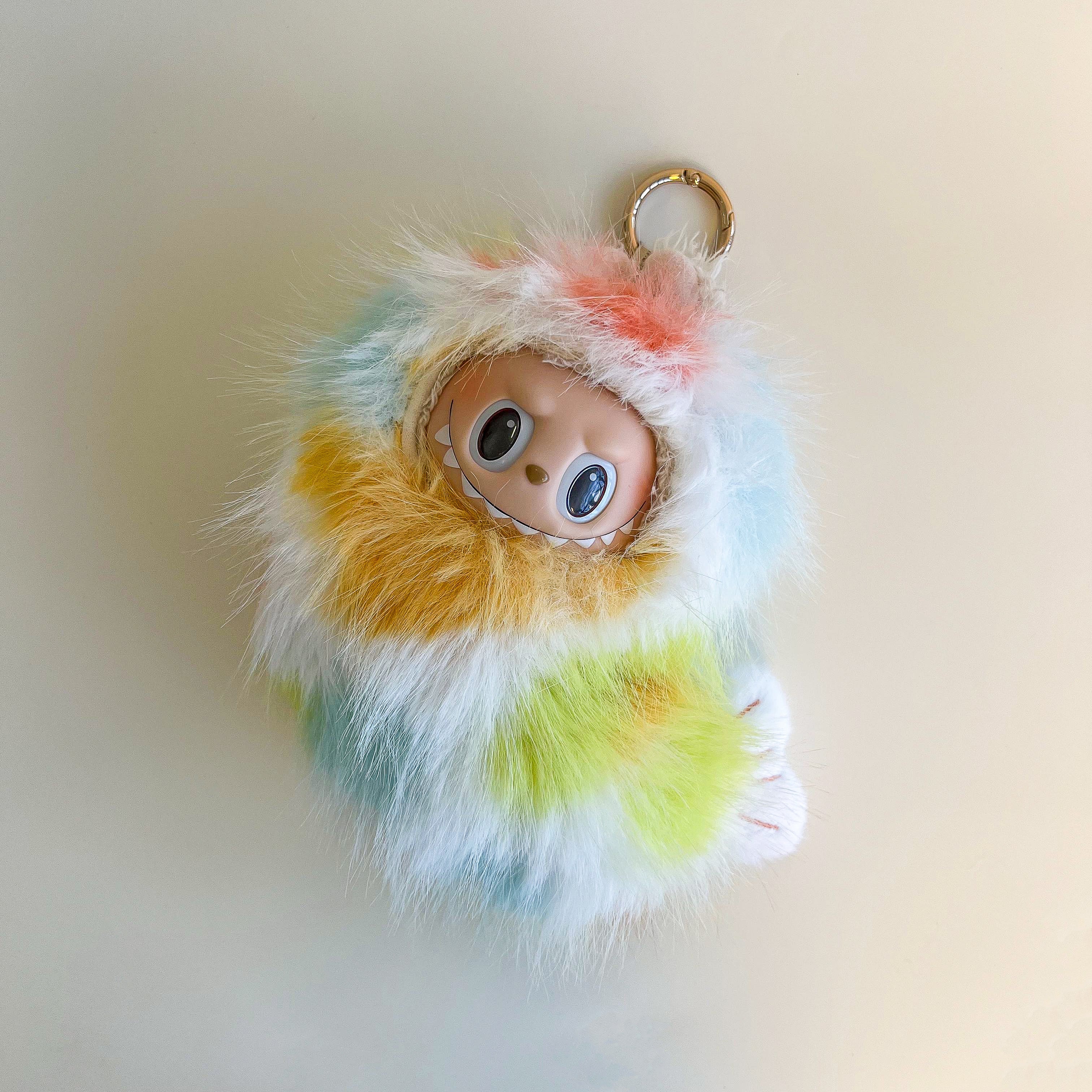 Labubu Rainbow Shrimp Fuzzy Outfit Set – Fluffy Costume Collection - POPBOXSS