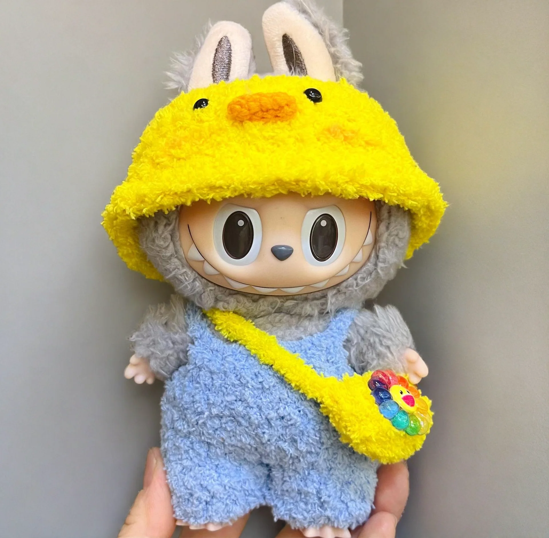 Labubu Sunny Day Outfit Set - Yellow Hat & Blue Dress - POPBOXSS