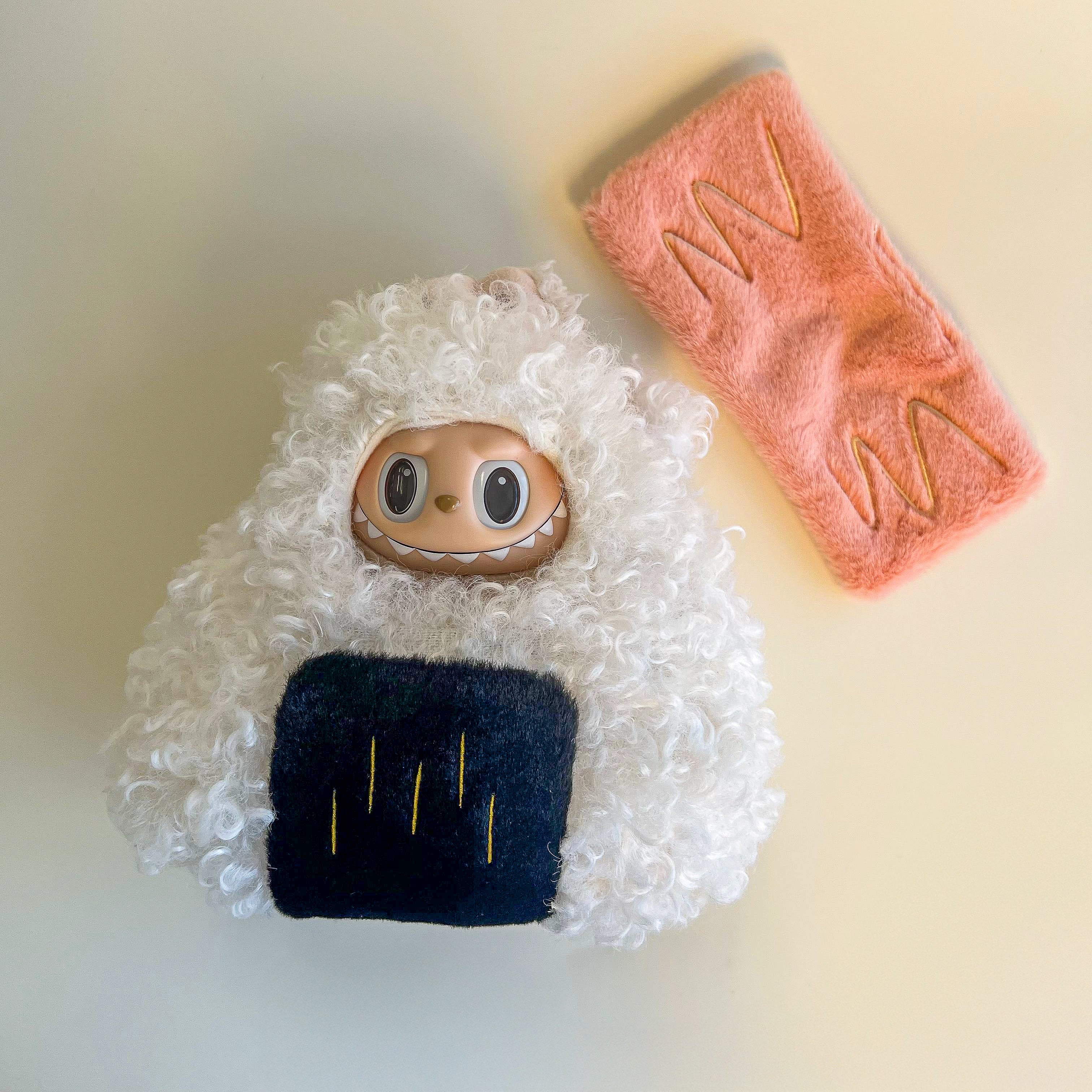Labubu Fuzzy Onigiri Outfit Set – Dual Patch Edition - POPBOXSS