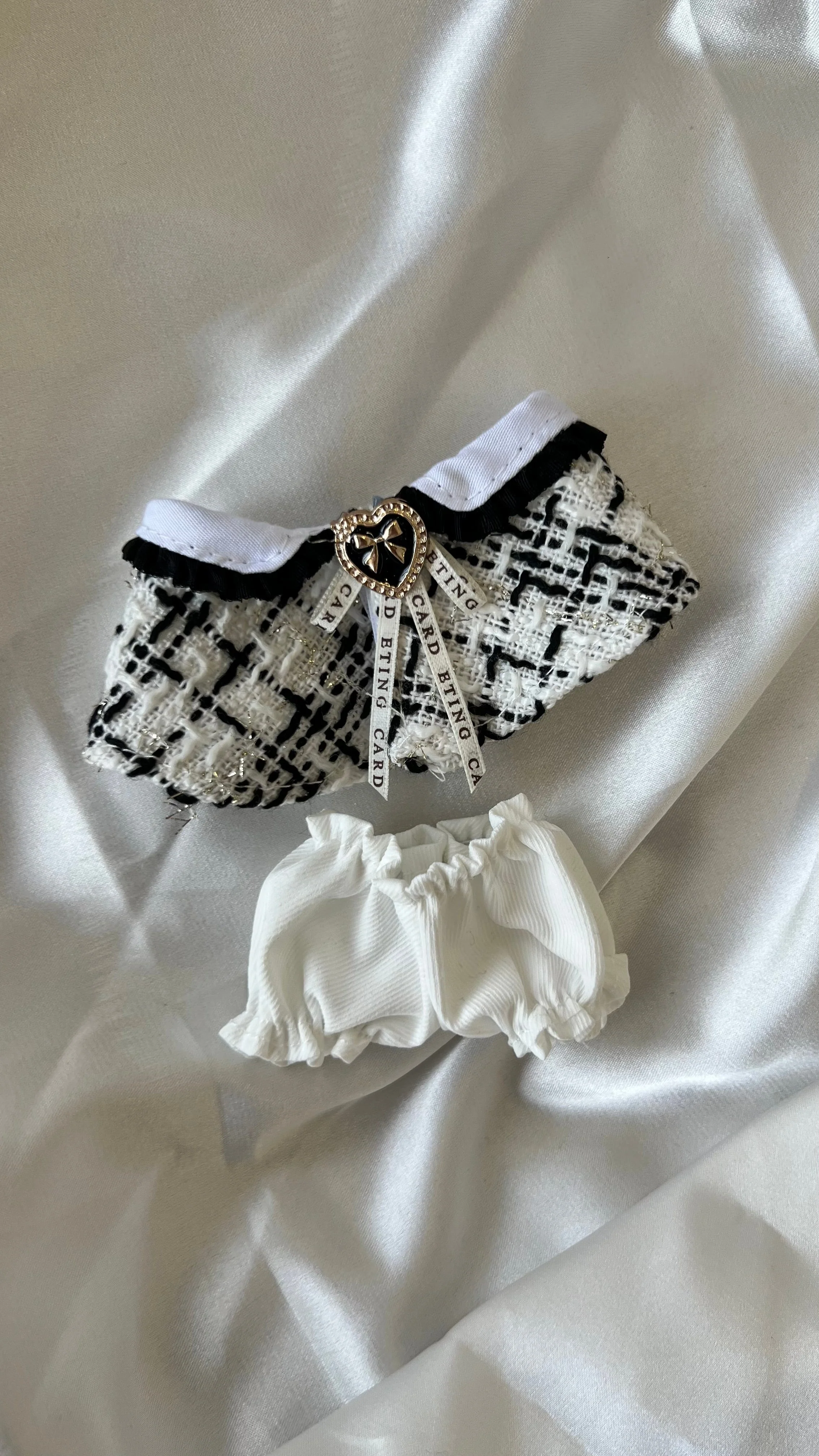 Labubu Classic Tweed Costume Set - Black and White with Matching Beret - POPBOXSS