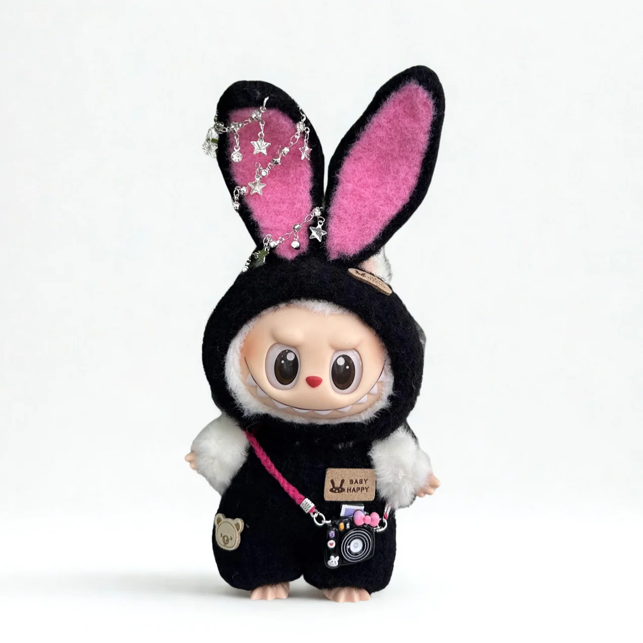 Labubu Starry Black Bunny Outfit – With Camera Bag Accessory - POPBOXSS