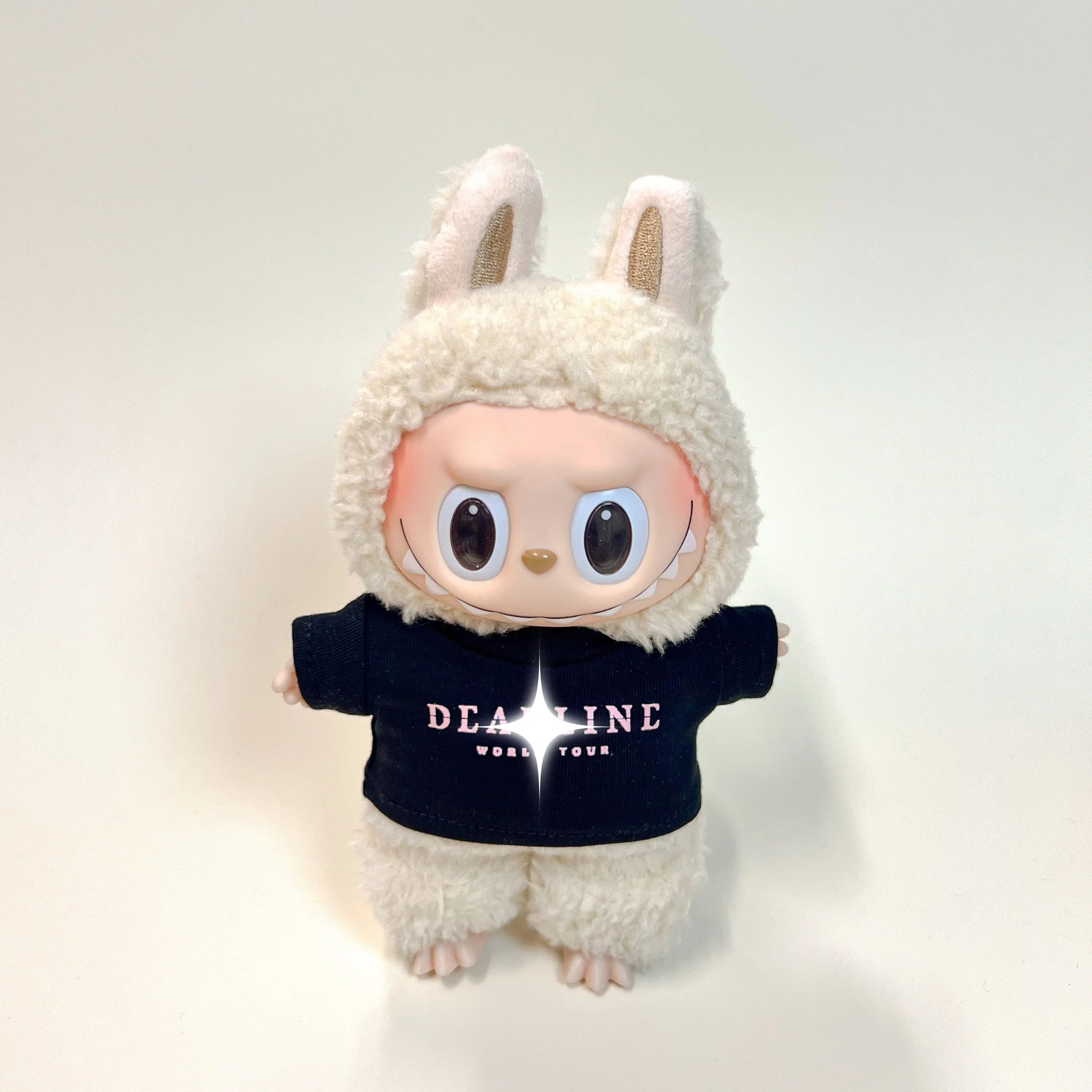 Labubu Concert Outfit Set – Black Tour Tee with Mini Fan Lightstick (2 Items) - POPBOXSS