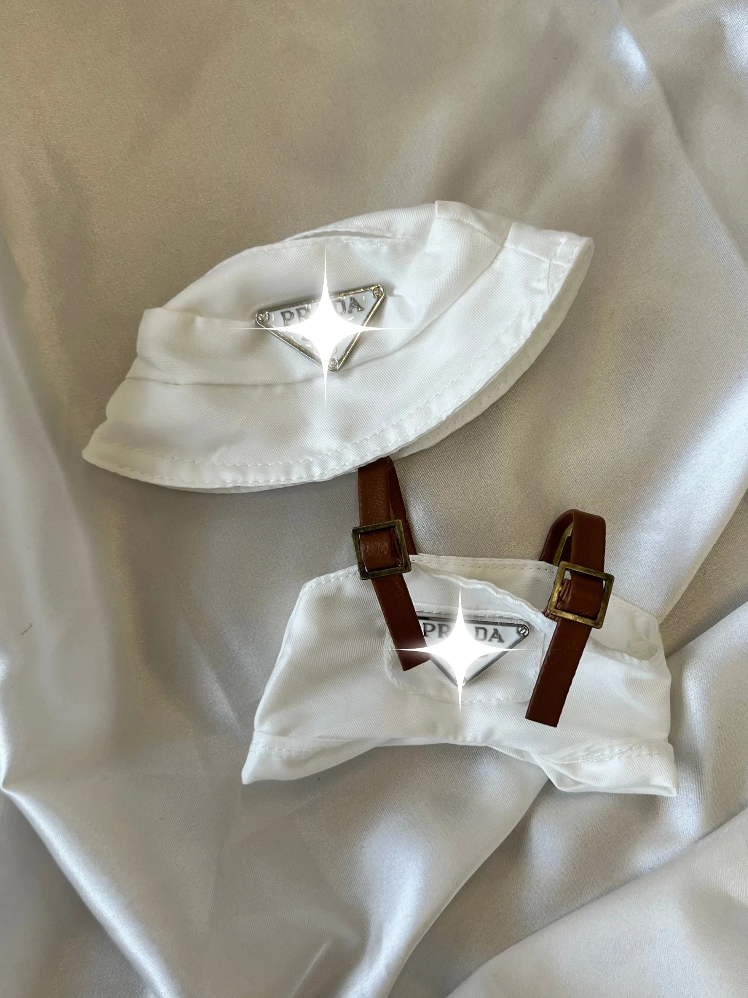 Labubu White Bucket Hat and Overalls Set - POPBOXSS