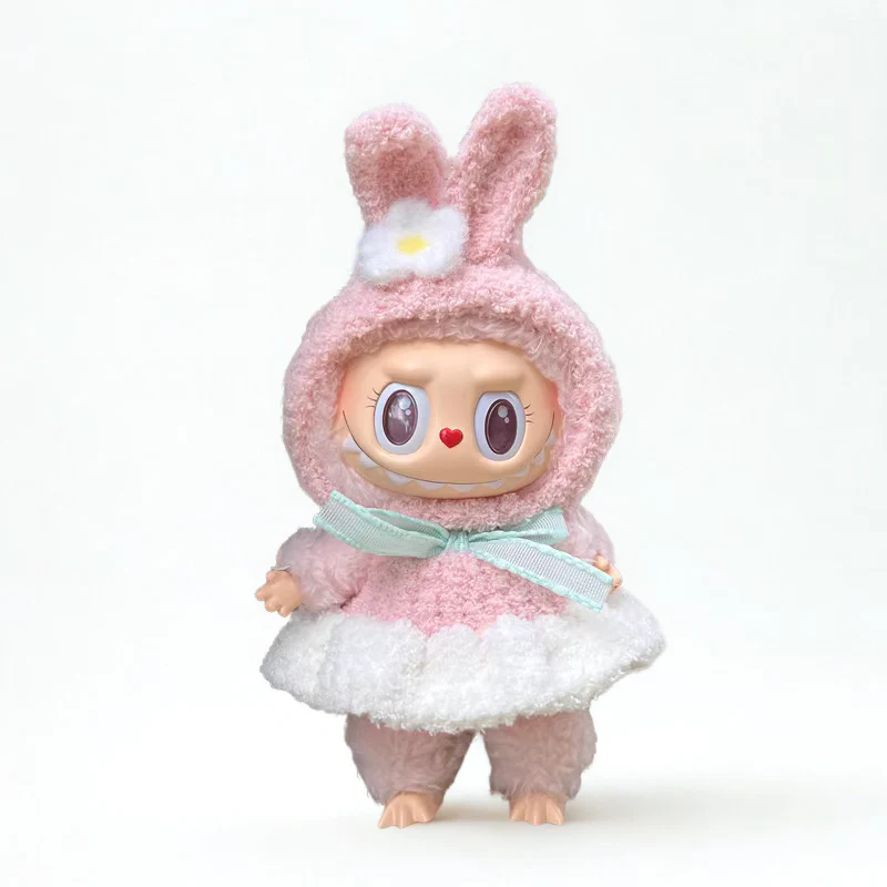 Labubu Bunny Outfit – Flower Ear Hood & Mint Bow Dress - POPBOXSS