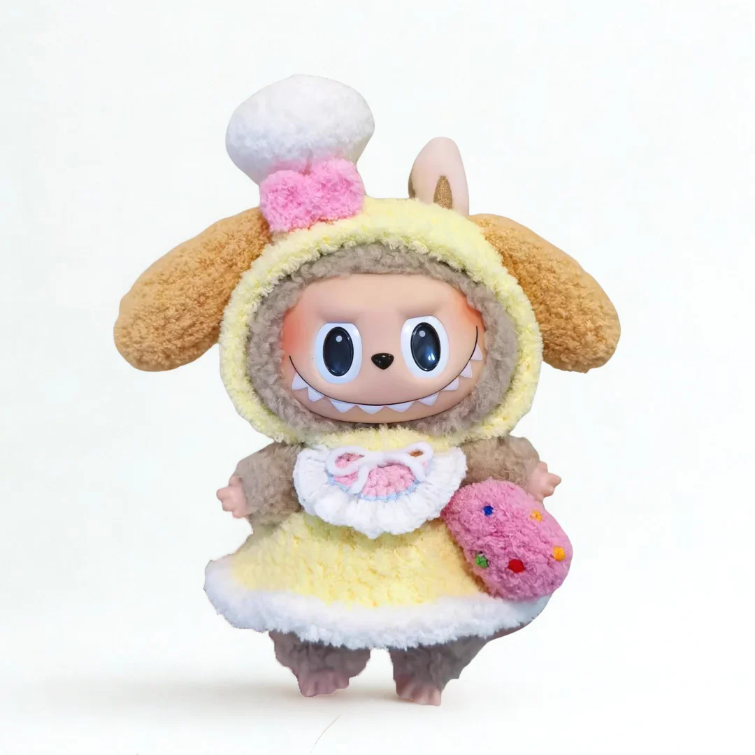 Labubu Pastry Pup Chef Outfit Set – Yellow Dress & Pink Sprinkle Bag - POPBOXSS