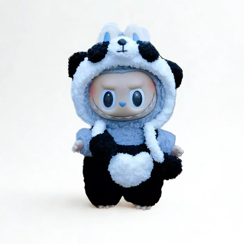 Labubu Panda Outfit Set – Panda Hood & Heart Patch Pants - POPBOXSS