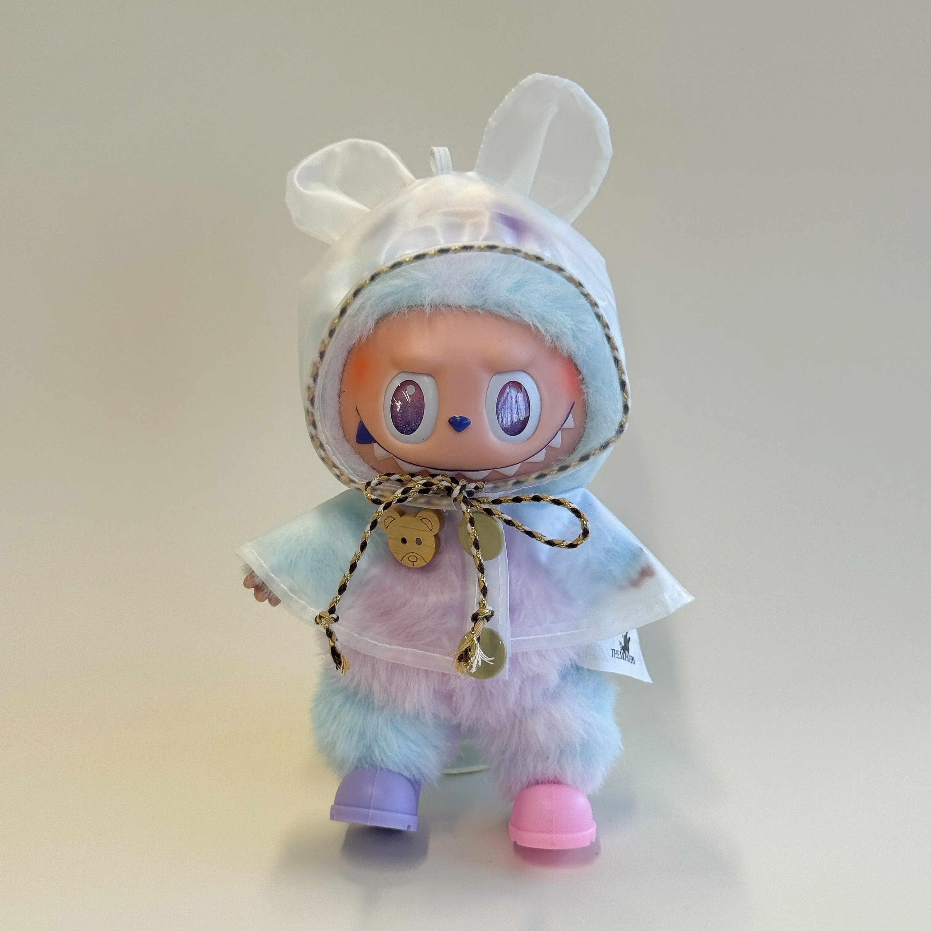 Labubu Transparent Raincoat and Boots Set with Bear Ears - POPBOXSS