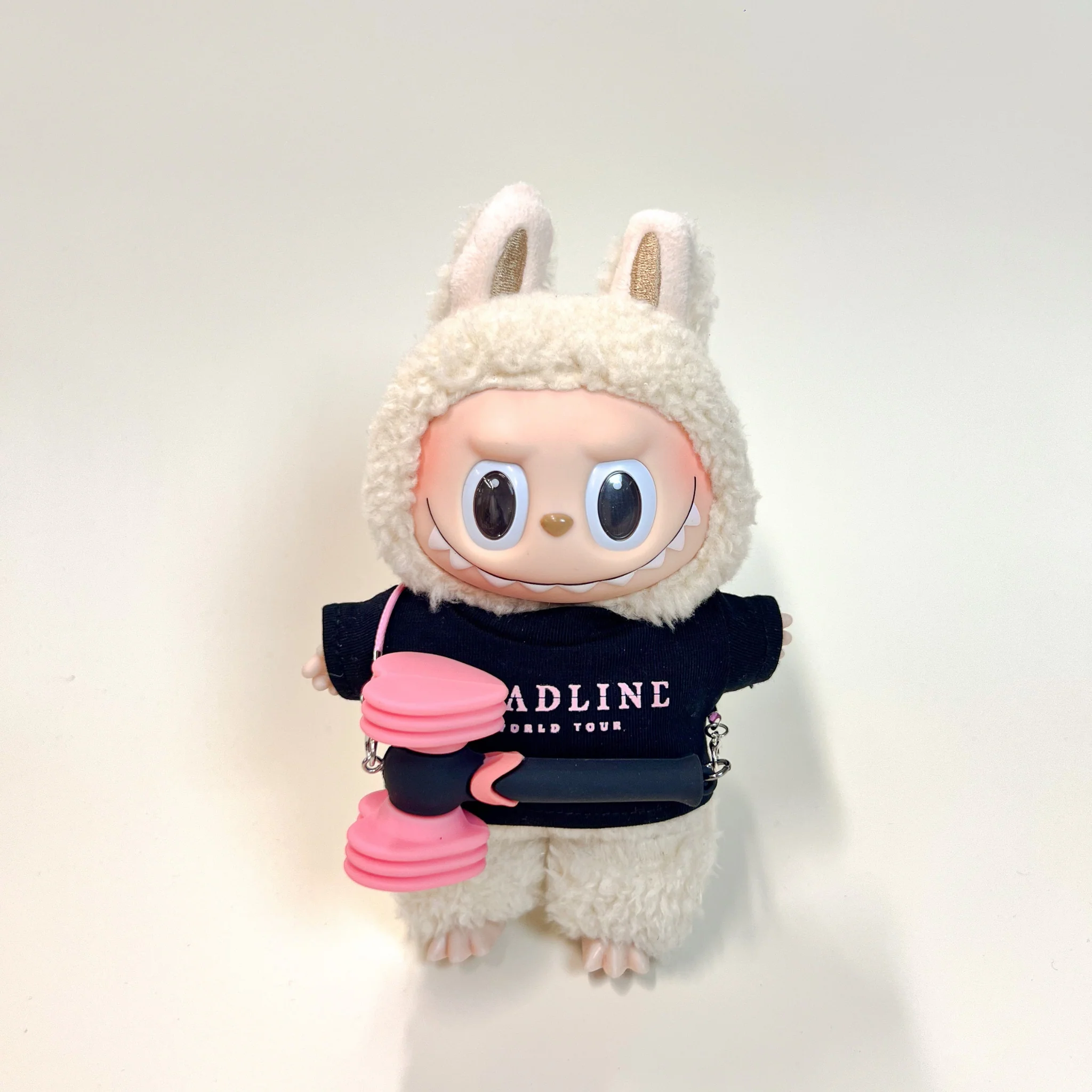 Labubu Concert Outfit Set – Black Tour Tee with Mini Fan Lightstick (2 Items) - POPBOXSS