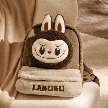Classic Bag Series-LABUBU Berber Fleece Backpack (Brown) - POPBOXSS