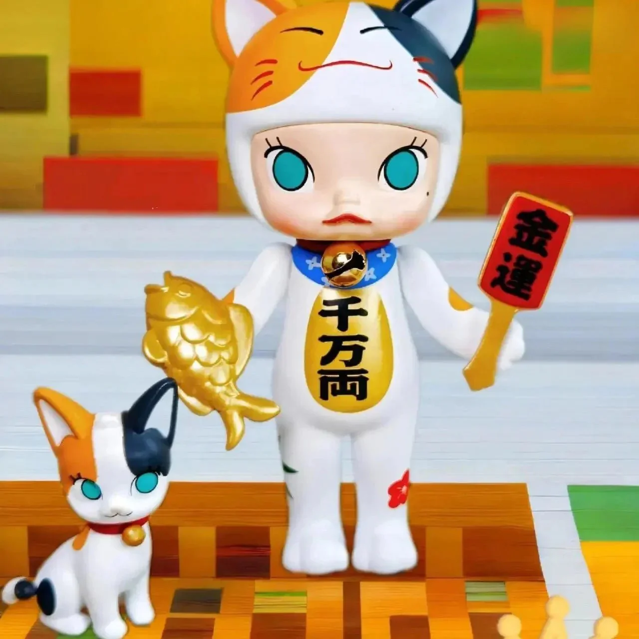 POP MART Molly Lucky Cat Figurine Hanging Card - POPBOXSS